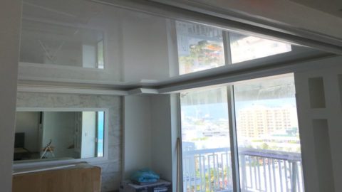 Fabric Vinyl ceiling suspended reflective Stretch Ceiling system glossy hospitality