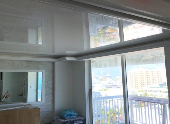 Fabric Vinyl ceiling suspended reflective Stretch Ceiling system glossy hospitality
